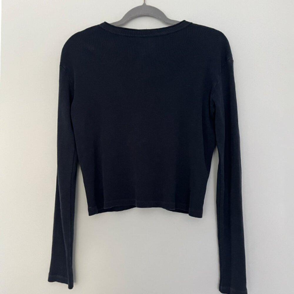 Brandy Melville Navy Blue Henley Polo Long Sleeve Top